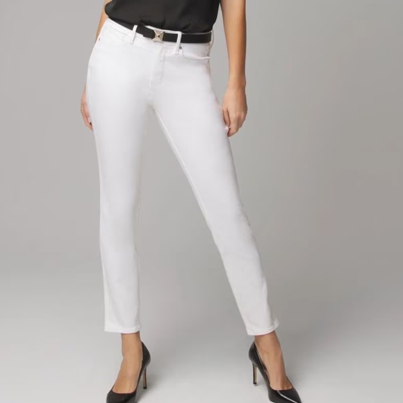 White House Black Market High-Rise White Straight Jeans - 8L - Picture 1 of 10